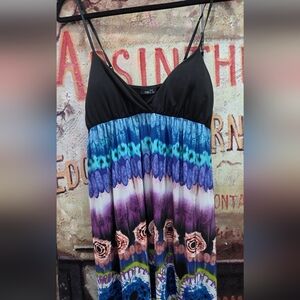 Rue21 Black Bodice Blue Purple Tie-Dye Dress
